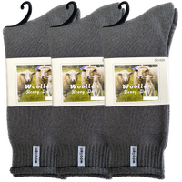 3 Pairs Premium Mens Wool Heavy Duty Thick Work Socks Cushion Woolen - Grey