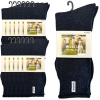 24 Pairs Premium Mens Wool Heavy Duty Thick Work Socks Cushion Woolen - Navy