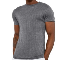 Mens Short Sleeve Cotton Top T Shirt Warm Winter Thermals - Charcoal - 100cm