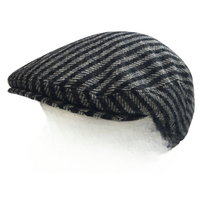 STRATFORD County Cap English Tweed Herringbone Wool Blend Hat - Black - Small 56cm