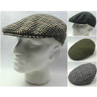 STRATFORD English Tweed County Flat Cap Mens Driving Hat Wool MADE IN ENGLAND