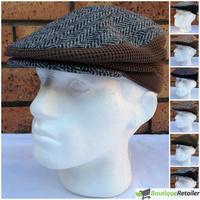 English Stretch Tweed Hat Flat Driving Cap Scottish Tartan Tamoshanta Made in UK
