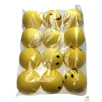 12x YELLOW STRESS BALLS Hand Relief Squeeze Toy Reliever Soft Smiley Smile 