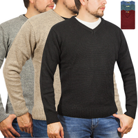 100% Shetland Wool V Neck Knit Jumper Pullover Mens Sweater Knitted