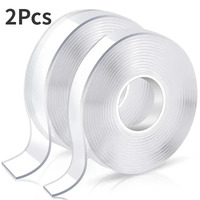 2x Double-Sided Nano Mounting Tape Traceless Clear Adhesive Invisible Gel 2M x 20mm