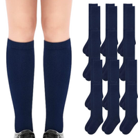 12x Pairs School Uniform Knee High Socks Cotton Rich Girls Boys Kids Bulk - Navy