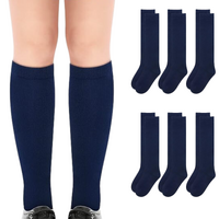 6x Pairs School Uniform Knee High Socks Cotton Rich Girls Boys Kids Bulk - Navy