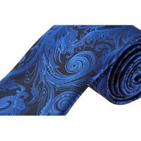 Formalities Premium Tapestry Slim Skinny Tie Paisley - Royal Blue - 5cm Wide