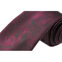 Formalities Premium Tapestry Slim Skinny Tie Paisley - Wine - 5cm Wide
