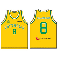 Peak Men's Australia Boomers Basketball Set Singlet + Shorts Sports  - Gold/Green