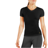 TOMMIE COPPER Womens Core Compression Short Sleeve V-Neck Shirt Top Gym