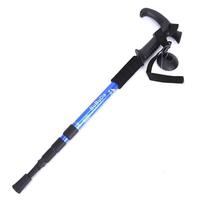 Folding Walking Stick Telescopic Adjustable Antishock Hiking Grip Pole Trekking - Blue