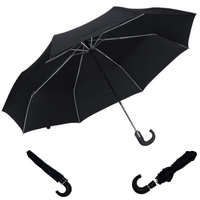 Portable Automatic Folding Umbrella Windproof Compact Travel - Black