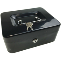 Lockable METAL CASH BOX Deposit Petty Cash Slot Money Safe Portable 2 Keys New