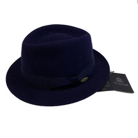 TONAK Genuine Fur Felt Wool Trilby Fedora Hat - Navy Blue