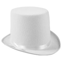 WHITE TOP HAT Costume Mad Hatter Party Fancy Dress Magician Formal Trilby Fedora