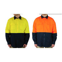 HI VIS Long Sleeve Shirt 100% Cotton Drill Workwear Industrial WS115712