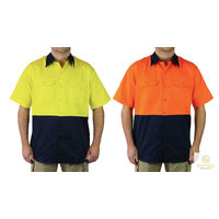 HI VIS Short Sleeve Shirt 100% Cotton Drill Workwear Industrial WS116744