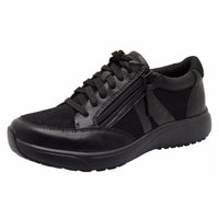 Alegria Traq Eazee Athletic Hiking Shoes w/ Easy-To-Zip Side Zipper - All Black