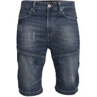 Crosshatch Mens Trebor Denim Shorts Ripped Jeans Jorts - Dark Wash