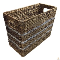 Water Hyacinth Magazine Storage Basket with Handles Natural Eco Weave Pattern