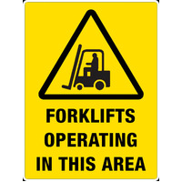 Forklift Operating In This Area Safety Sign OH&S Screw On Caution 33x22cm