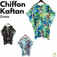 Women's V-Neck CHIFFON KAFTAN DRESS Beach Loose Fit Lounge Summer