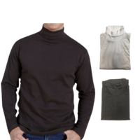 Men's SKIVVY Long Sleeve Plain Top Skivvies Warm High Neck Cotton Blend  0750