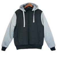 Mens 2-Tone Puffer Hoodie Jacket Thick Warm Winter Fleece Padded Parka