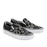 Vans Mens Classic Slip-On Shoes Sneaker Casual Peace Paisley - Black/True White