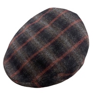Herman Mens Discovery Made In Italy Flat Cap Ivy Pure Wool - Black/Red