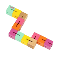 6pcs MAJIGG Twisty and Lock Wooden Blocks Mini Puzzle Sensory Toy