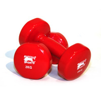 1-Pair 2kg Plastic Coated Dumbell Home Gym Sports Workout Exercise Anti Slip