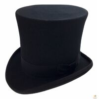 7" Deluxe Mad Hatter Top Hat 100% WOOL Felt Magician Tuxedo Cap Fedora
