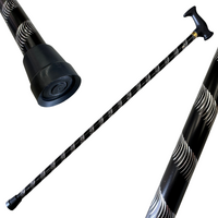 90cm Extra Sturdy Aluminium Walking Stick Pole w Ergonomic Handle - Black/Silver