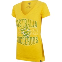Socceroos Womens Gold V-Neck Scrum Tee Shirt Soccer Football - Yellow