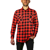 Jacksmith Quilted Flannelette Shirt Mens Jacket 100% Cotton Padded Warm Winter Flannel - Red/Black