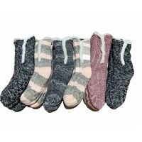 1 Pair Ladies Thick Fur Bed Socks Womens Sherpa Fluffy Non Slip - Side Line