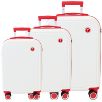 TPartner 3-Piece Hardshell Luggage Bags Travel Trolley TSA - White