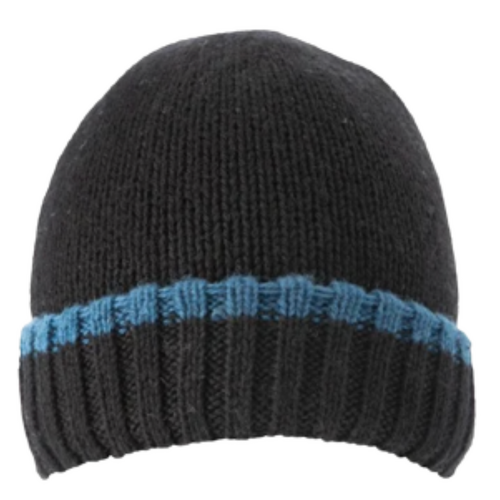 Dents Mens Knitted Hat w/ Turn Up Brim Warm Winter Ski - Black / Blue