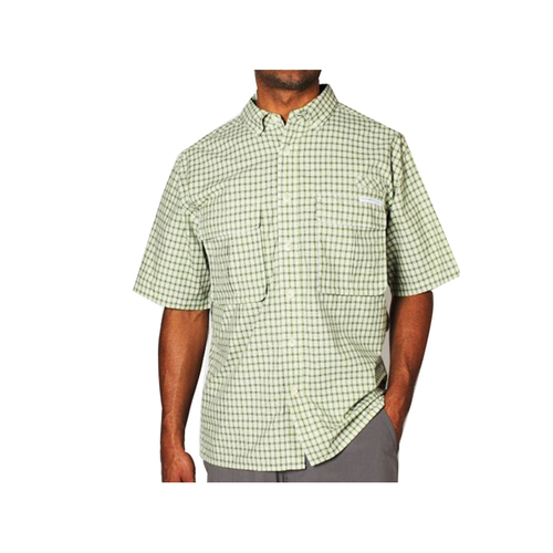 ExOfficio Mens Air Strip Micro Plaid Short Sleeve Shirt - Olive