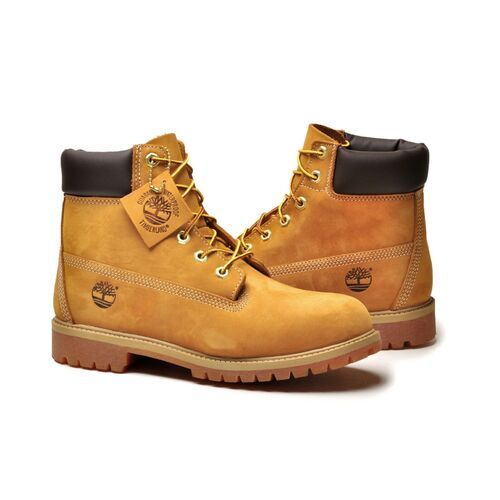 Timberland Womens Premium 6" Waterproof Leather Boots Shoes - Wheat Nubuck