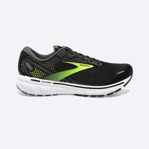 Brooks Mens Wide Ghost 14 Sneakers Shoes Athletic Road Runners - Black/Green