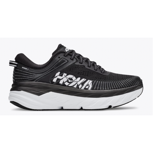 Hoka Mens Bondi 7 Wide Comfort Sneakers Runners Shoes Athletic -  Black/White
