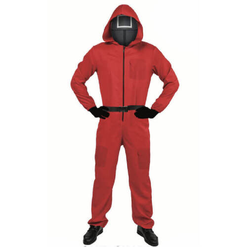 Adult Squid Game Costume Guard Tracksuit Halloween Party Red - Square