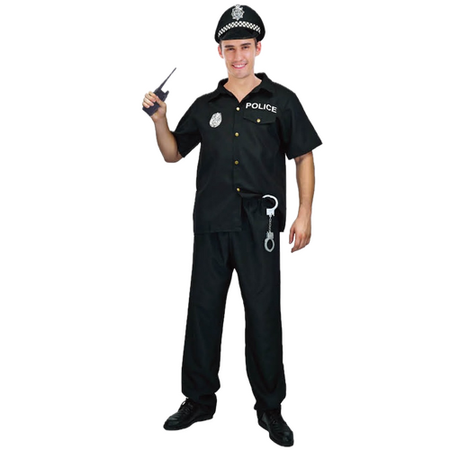 Mens Police Officer Costume Cop Fancy Dress Party Halloween Uniform Outfit