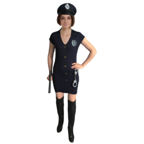 Police Woman Costume Arresting Officer Ladies Fancy Dress Halloween Party