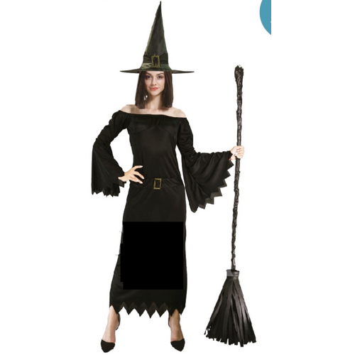 Adult Elegant Witch Costume Halloween Party Gothic Vampire - Black