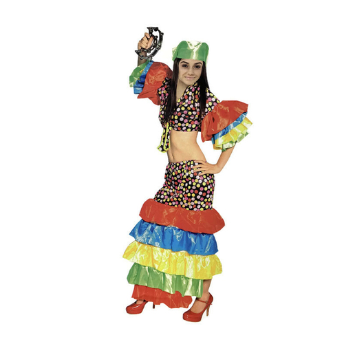 Womens FLAMENCO DANCER COSTUME Spanish Fancy Dress RUMBA Rio Carnival