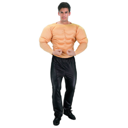 Mens Muscle Man Suit Chest Padded Arms Shirt Beach Top Hero Halloween Costume